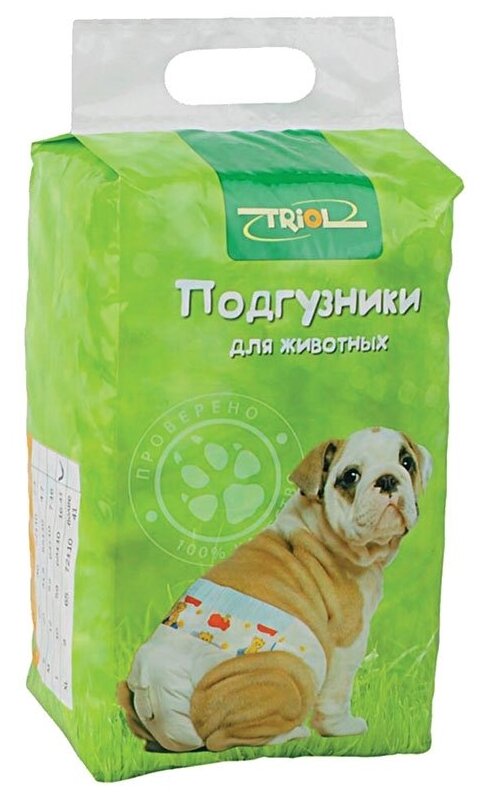 Triol подгузник для собак, размер M, вес собаки 7-15 кг, упаковка 12 шт