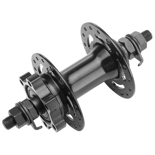 фото Втулка передняя my-314fd 36h 3/8'х100х140мм под диск 6 болт, гайки, сталь/алюм чёрн./130303 ns bikes