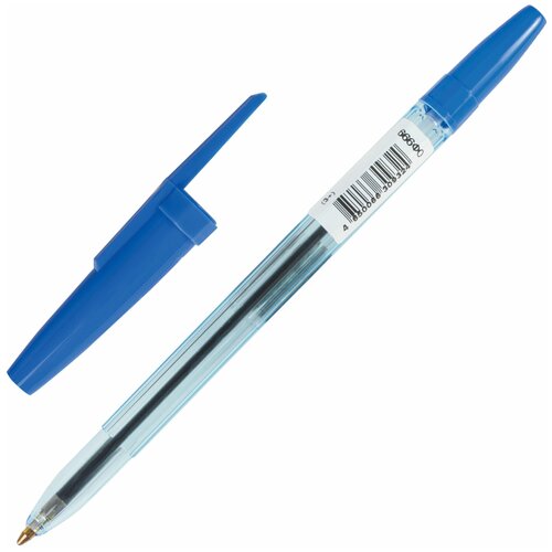 Ручка шариковая масляная Офис, синяя, корпус тонированный синий, узел 1 мм, линия письма 0,7 мм, ОФ999