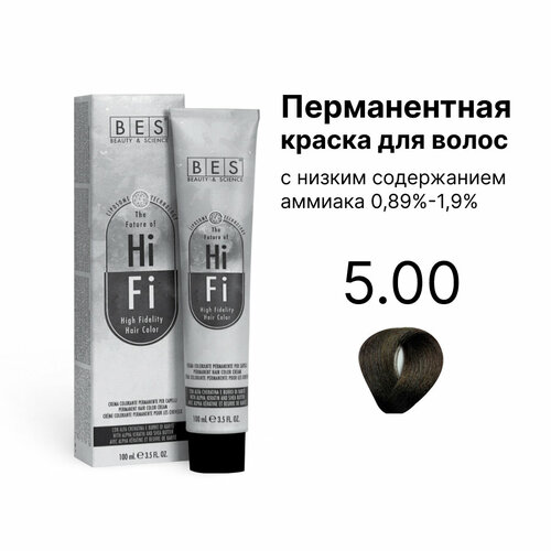 Купить BES Перманентная крем-краска для волос HI-FI, 5.00 светло-каштановый интенсивный, 100 мл
