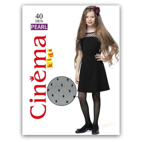 Детские колготки Cinema Pearl 40 с объемным узором «Горох», Цвет черный, Размер 134-140