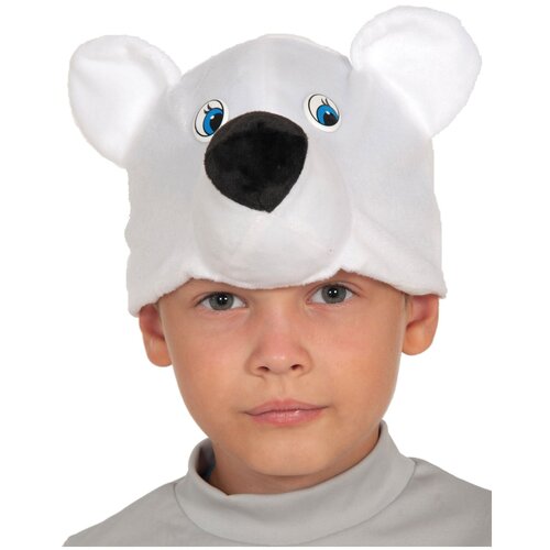 фото Карнавальная маска карнавалофф мишка полярный, размер (50-54 см)