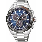 Наручные часы CITIZEN CB5034-82L кварцевые, будильник, хронограф, тахиметр, секундомер, водонепроницаемые, индикатор запаса хода, подсветка стрелок - изображение