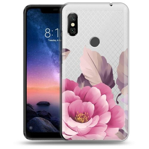 Полупрозрачный дизайнерский силиконовый чехол для Xiaomi RedMi Note 6 Pro Цветы полупрозрачный дизайнерский силиконовый чехол для samsung galaxy note 20 цветы