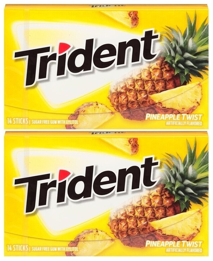 Жевательная резинка Trident Pineapple Twist / Тридент Ананасовый Твист 29,8 гр x 2шт. (США)