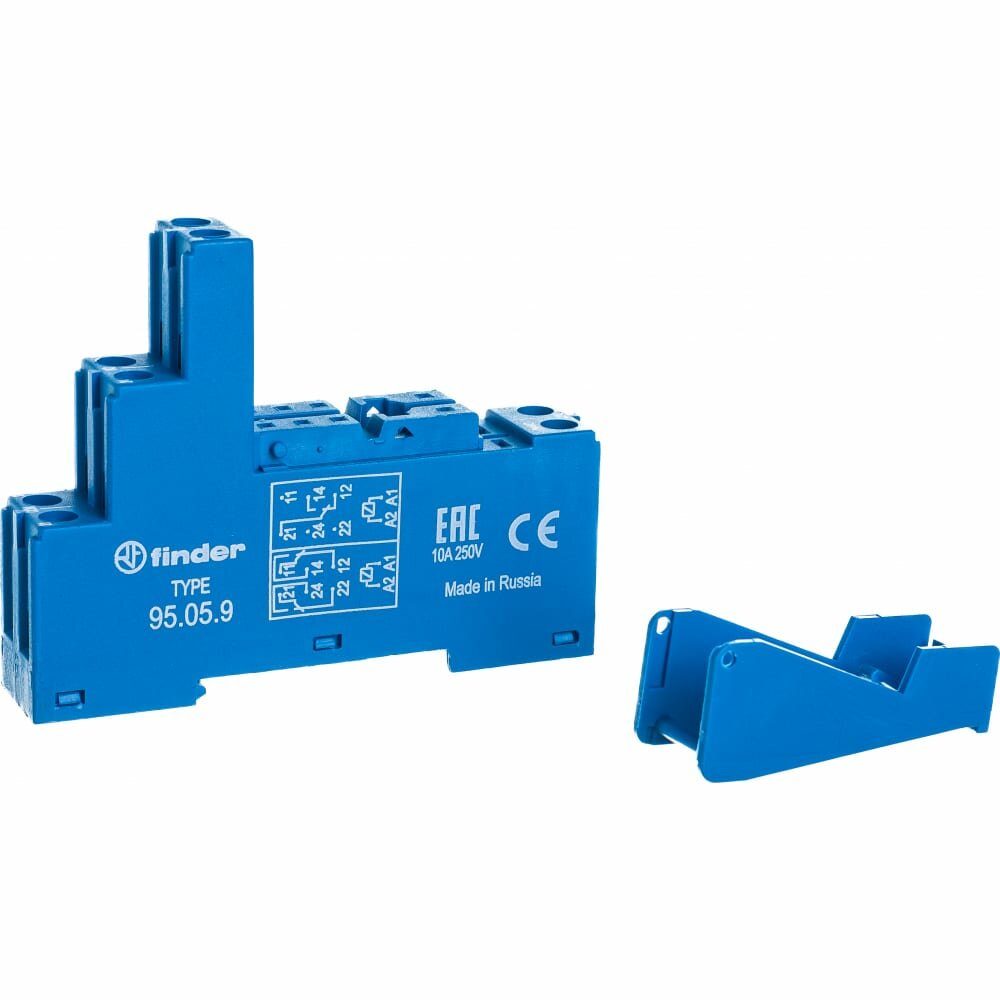 фото Розетка Finder для реле 40.51, 40.52, 40.61 и модуля 99.02/86.30, с разд-ми конт, с пласт, 95059SPA