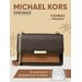 Сумка  кросс-боди MICHAEL KORS повседневная, натуральная кожа, текстиль, фактура зернистая, внутренний карман, коричневый