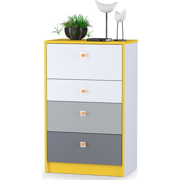 фото Комод моби Альфа 13.120 солнечный свет/белый премиум/стальной серый/темно-серый