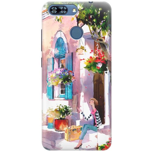 фото Re:pa накладка transparent для zte blade v9 vita с принтом "девочка на цветущей улочке"