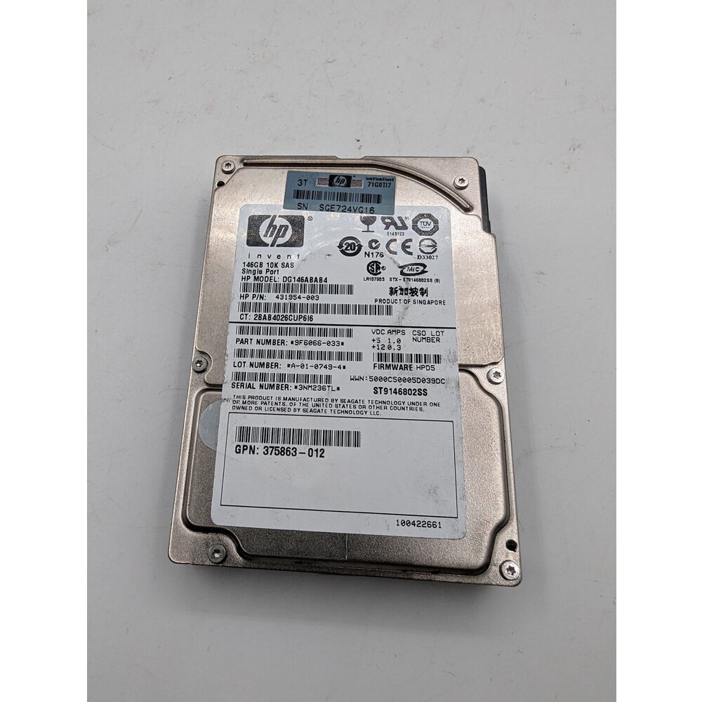 Жесткий диск DG146ABAB4, ST9146802SS, HP, Seagate, 146 Гб, SAS, 2.5