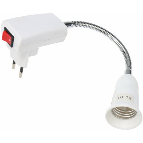 REXANT светильник цокольный гибкий в розетку е27 150 мм с выключателем 80-1194