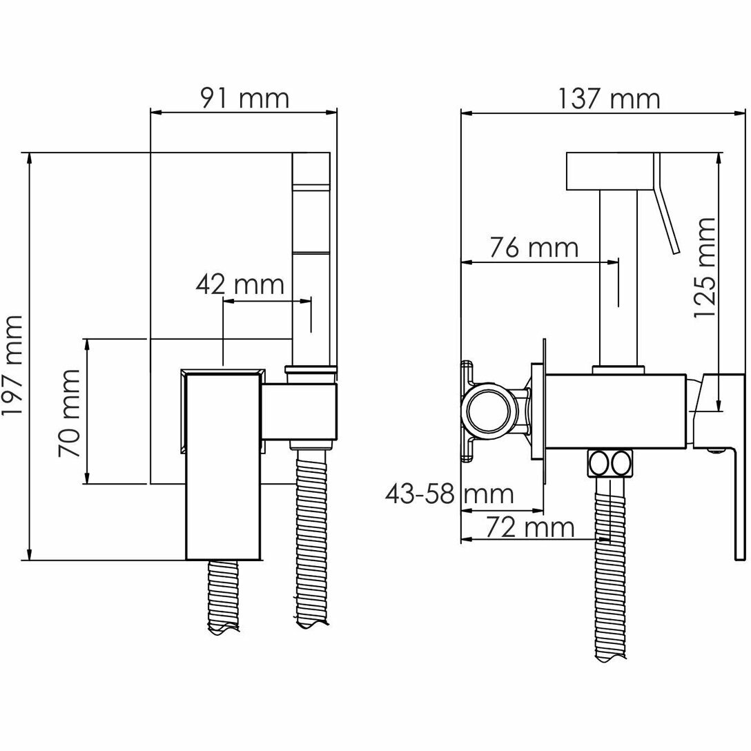 Гигиенический душ со смесителем WasserKRAFT A71338 Никель - фотография № 3