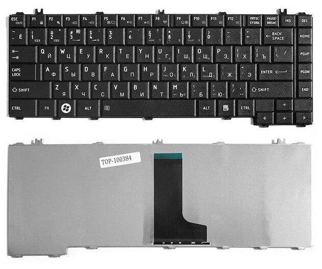 Клавиатура для ноутбука Toshiba Satellite C600 C640 C645 L600 L630 Series Плоский Enter Черная без рамки PN NSK-TM1GV V114226CK1