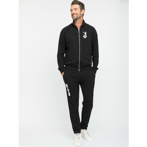 фото Костюм peche monnaie, олимпийка и брюки, силуэт свободный, карманы, размер xs, черный