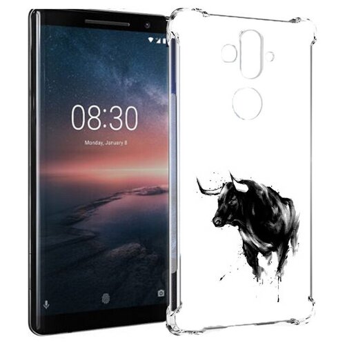 Чехол задняя-панель-накладка-бампер MyPads бык для Nokia 8 Sirocco противоударный чехол задняя панель накладка бампер mypads бык для nokia 7 1 5 84 противоударный