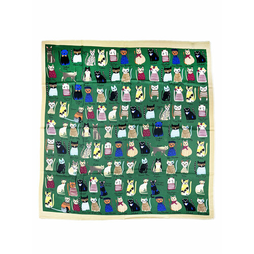 фото Платок , шерсть, с бахромой, 108х108 см, зеленый none