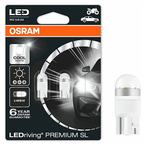 фото Лампа светодиодная osram ledriving w5w 12v 0,8w w2.1x9.5d, красный, 2 шт. (блистер)