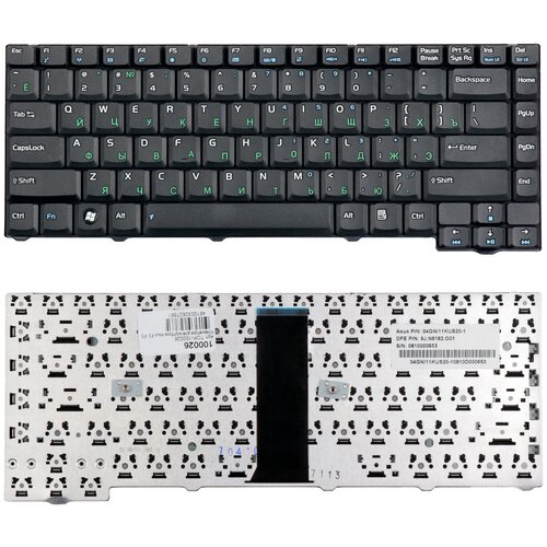 Клавиатура для ноутбука Asus F2 F3 Z53S Series 28pin Плоский Enter Черная без рамки PN K012462A1 770₽
