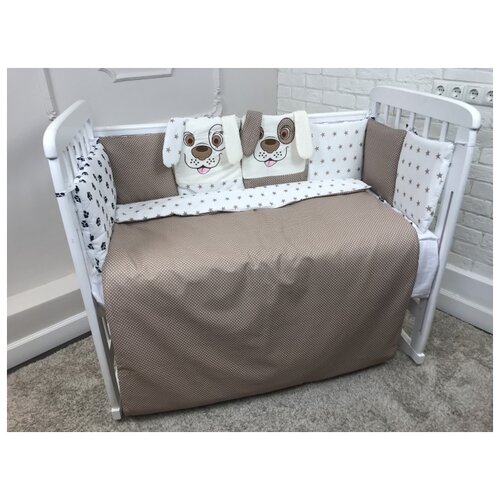 Комплект в кроватку LuBaby Собачки (6 предметов) Бежевый
