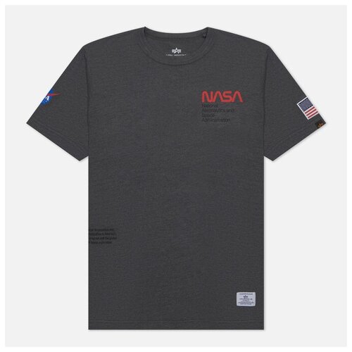 Мужская футболка Alpha Industries NASA Worm Logo серый, Размер S