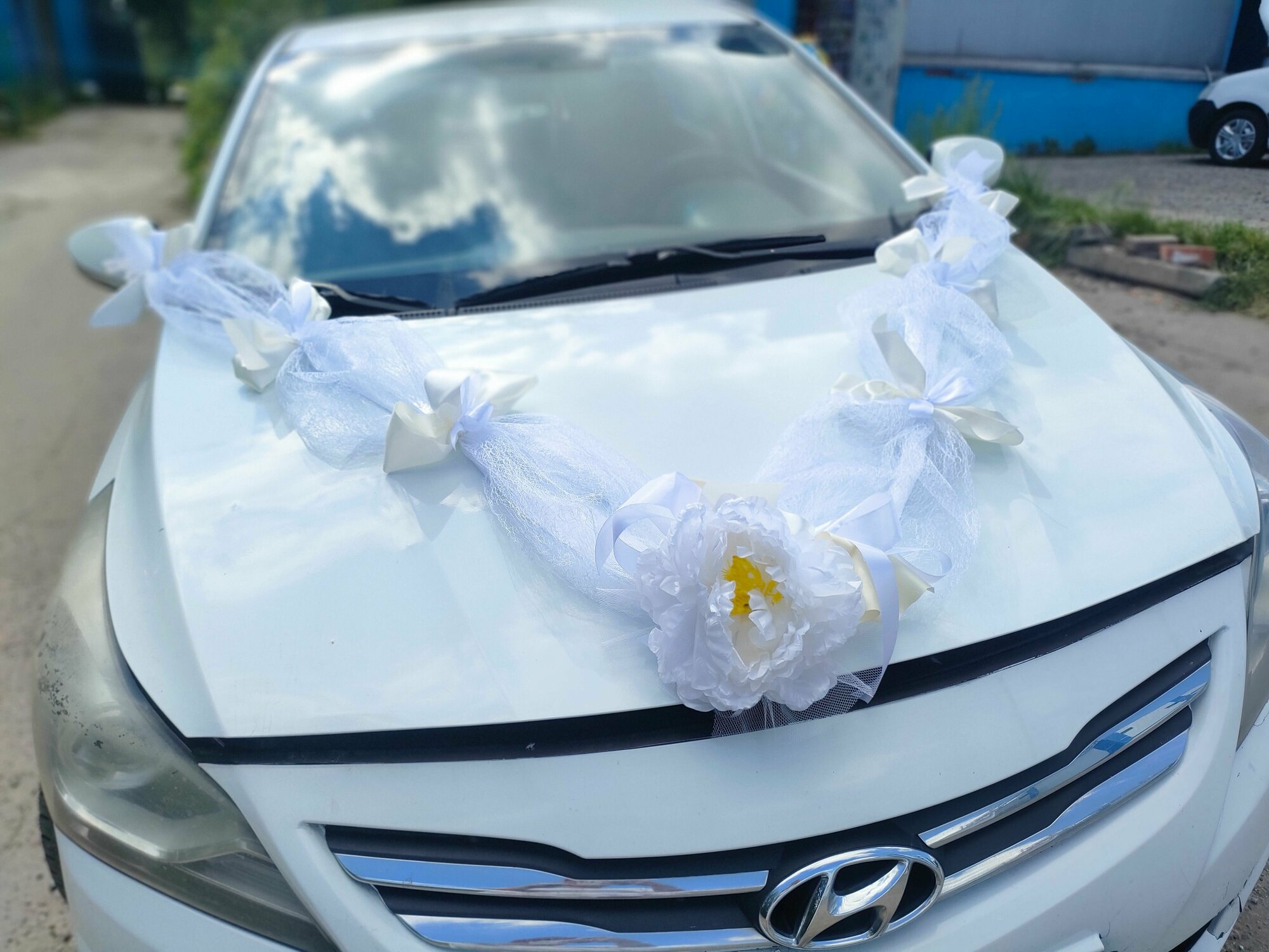Свадебная мегапышная лента на машину "Мадам Помпадур 2"(Крепления в комплекте)
