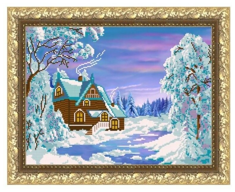 Рисунок на ткани Арт Соло "Зимний домик", 29x38 см