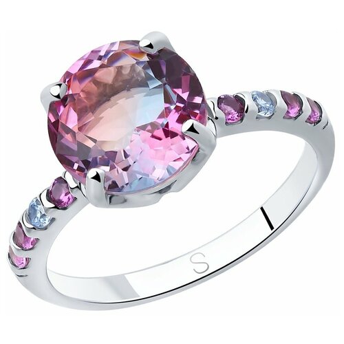 фото Sokolov кольцо из серебра с ситаллом и фианитами 92011717, размер 20.5