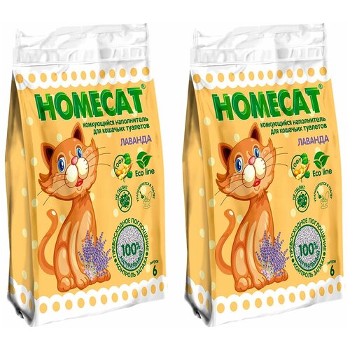 HOMECAT эколайн лаванда наполнитель комкующийся для туалета кошек (6 + 6 л)