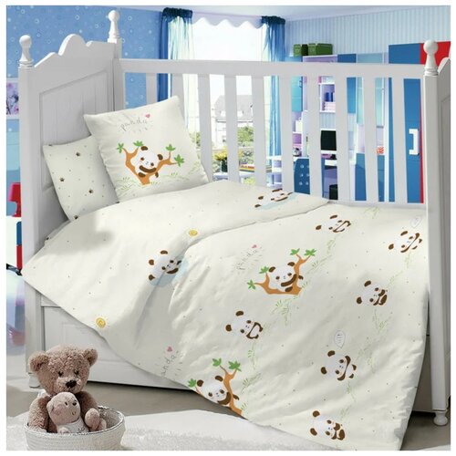Детское постельное белье ясельное сатин Панды