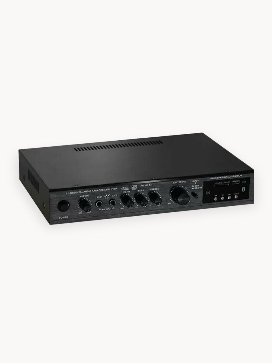 KNOW EASY-200 Вт+200 Вт Втусилитель звука, Bluetooth 5.0, усилитель 5 канальный, цифровой усилитель AV-369BT HiFi с функцией радио, дистанционное управление, с USB SD RCA MIC функцией