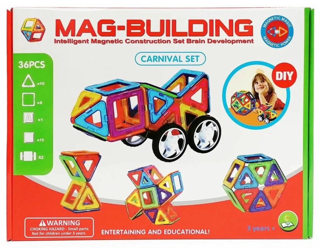 Магнитный конструктор MAG-BUILDING 36 деталей