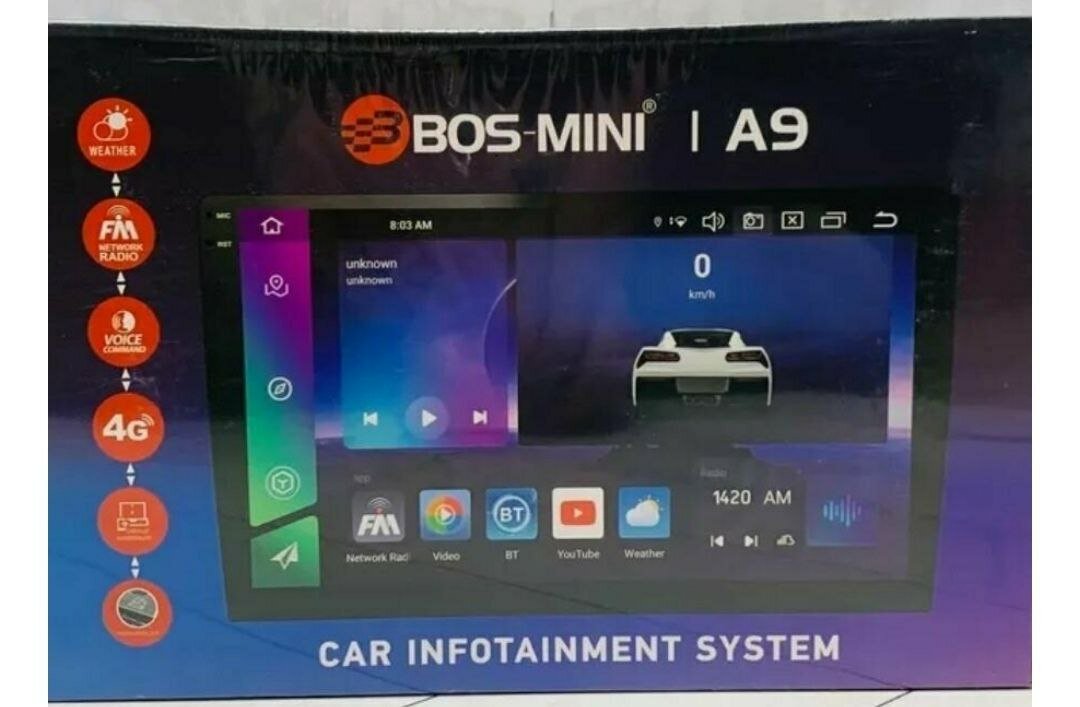 BOS MINI Автомагнитола Модель А9 4/64 gb 9 дюймов Bluetooth WiFi