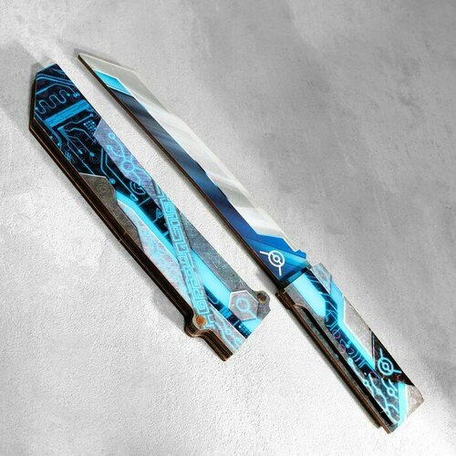 Сувенир деревянный Нож Танто, в ножнах, синий