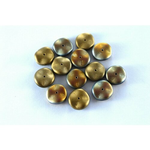 Бусины Ripple beads 12мм, цвет 00030/98852 California Sunshine Matt, 720-008, около 10г (около 13шт)