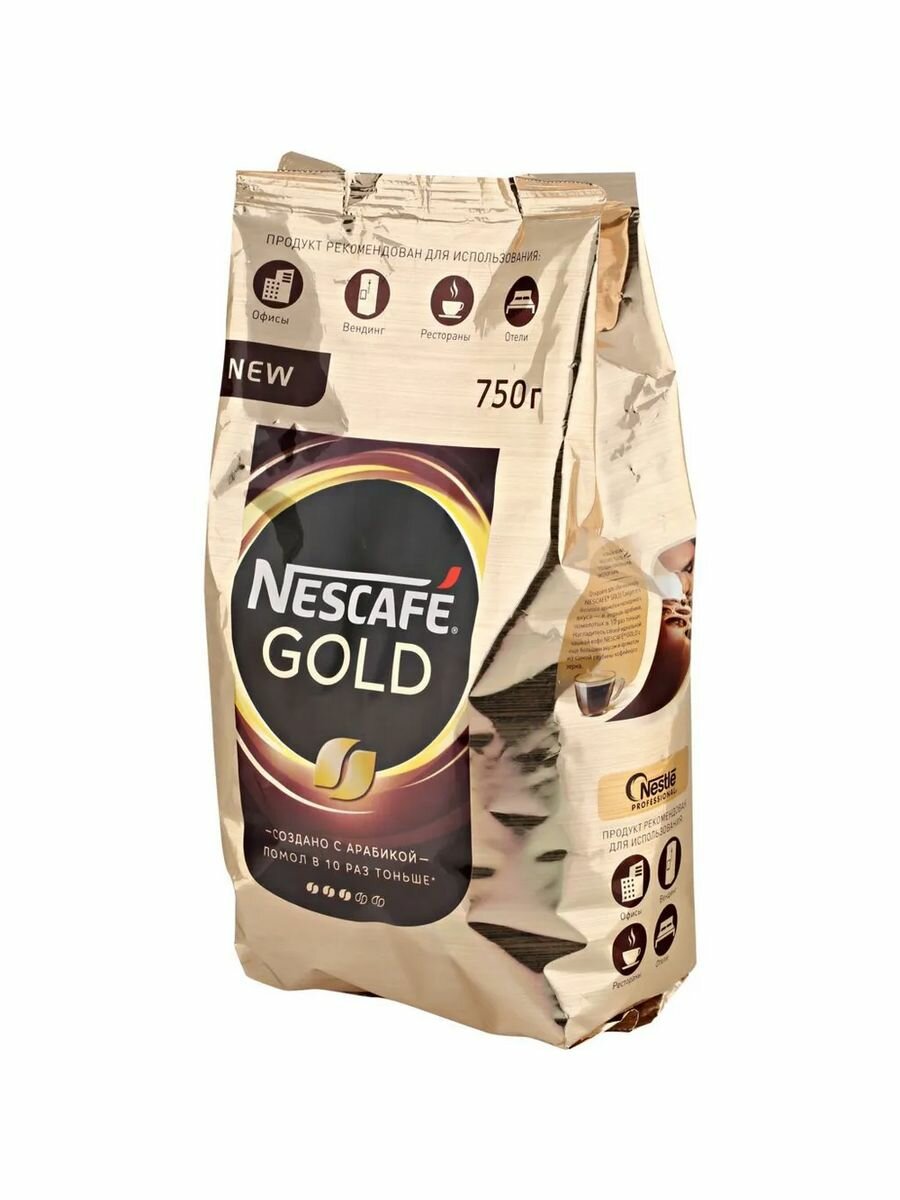 Кофе растворимый Nescafe Gold сублимированный с добавлением молотого, пакет, 750 г - 6 штук - фотография № 2