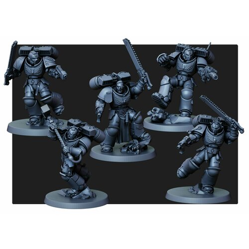 Набор фигурок космодесант Кровавые Ангелы из Роты Смерти для настольной игры Warhammer 40k размер 40мм