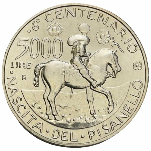 Италия 5000 лир 1995 г. (600 лет со дня рождения Пизанелло) клуб нумизмат монета 5000 лир италии 1999 года серебро миллениум