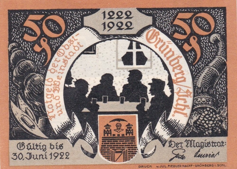 Германия (Веймарская Республика) Грюнберг 50 пфеннигов 1922 г. (№5)