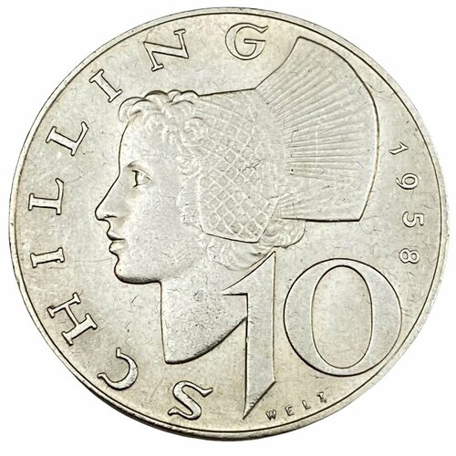 Австрия 10 шиллингов 1958 г. (2) монета 10 шиллингов shillings австрия 1958 год серебро