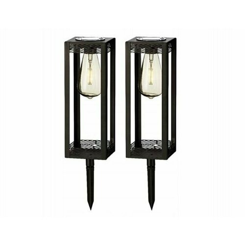 Садовые фонари на солнечных батареях хайтек-блюз черные, тёплые белые LED-огни, 28 см, 2 шт, Kaemingk (Lumineo) 897428-1
