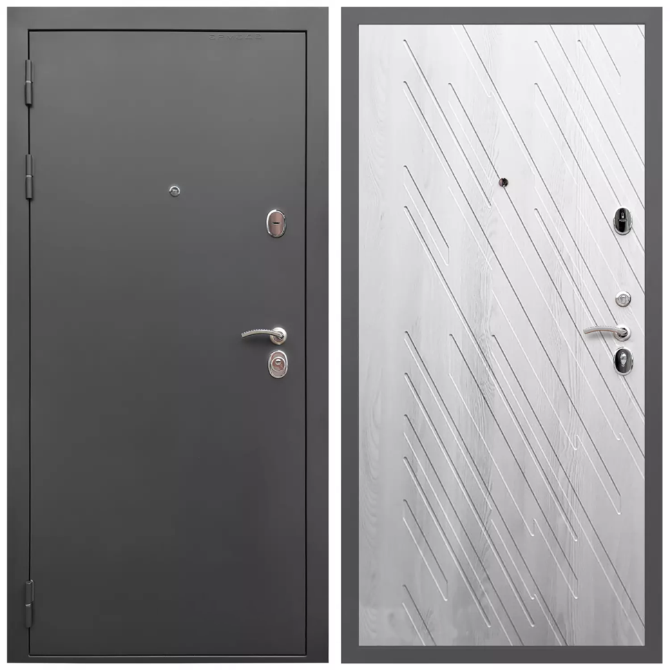 Дверь входная Армада Гарант / ФЛ-86 Ясень Ривьера Айс МДФ панель 16 мм с фрезеровкой