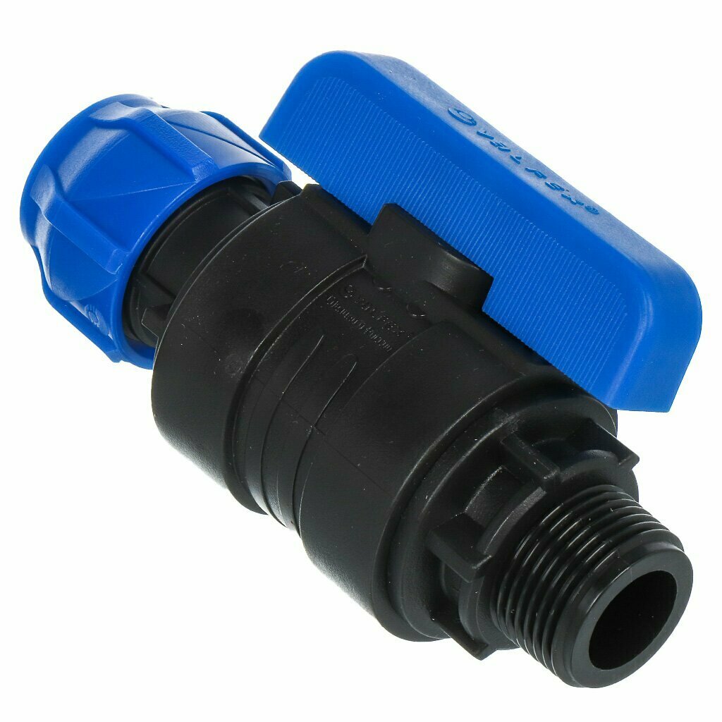 фото ПНД кран d25х1", наружная резьба, шаровой, цанга, Valfex