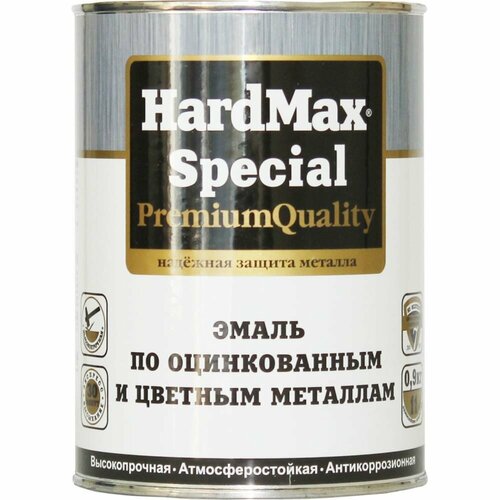 Эмаль по оцинкованным и цветным металлам HardMax RAL 7040 серый, банка 0.9 кг 4690417070879