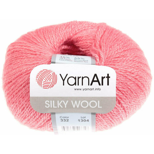 Пряжа YarnArt Silky Wool / 25 гр. 190 м. / 35% шёлк, 65% шерсть мериноса / 332 коралл - 2 шт