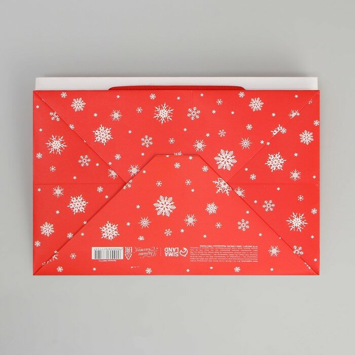 Пакет подарочный с широким дном «С Новым годом», 20 × 14 × 13.2 см