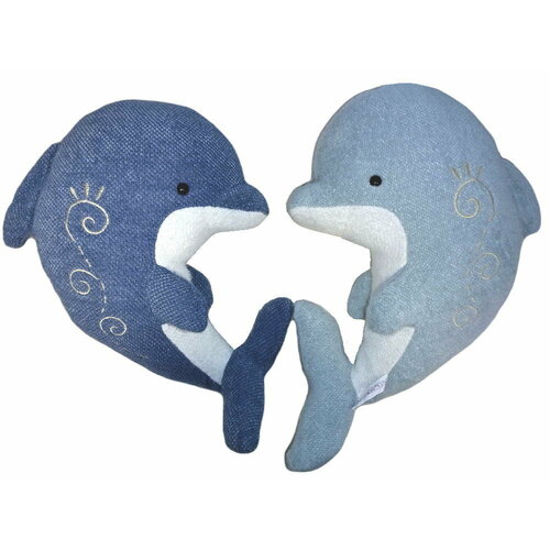 Мягкая игрушка 40см Дельфин голубой/серый с вышивкой игрушка мягконабивная подушка дельфин 40см
