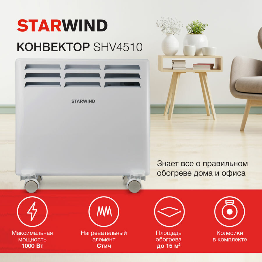 Конвектор Starwind SHV4510 белый - фото №12