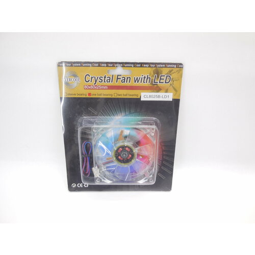 Вентилятор для корпуса 80мм EVERCOOL Crystal Fan with LED CL8025B-LD1