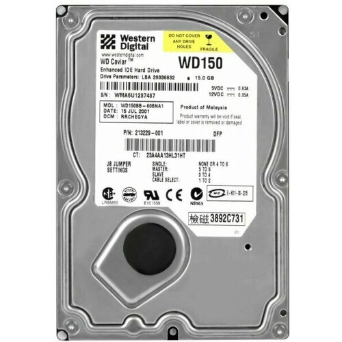Жесткий диск Western Digital WD150BB 15Gb 7200 IDE 3.5 HDD жесткий диск western digital wd600lb 60gb 7200 ide 3 5 hdd