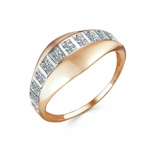 фото Кольцо rusgoldart, красное золото, 585 проба, фианит, размер 17.5, золотой, красный